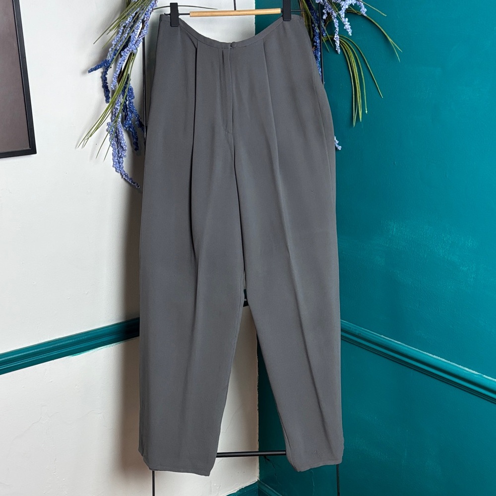 Eileen Fisher Classic Pleated women’s wide leg silk Pants - Gray